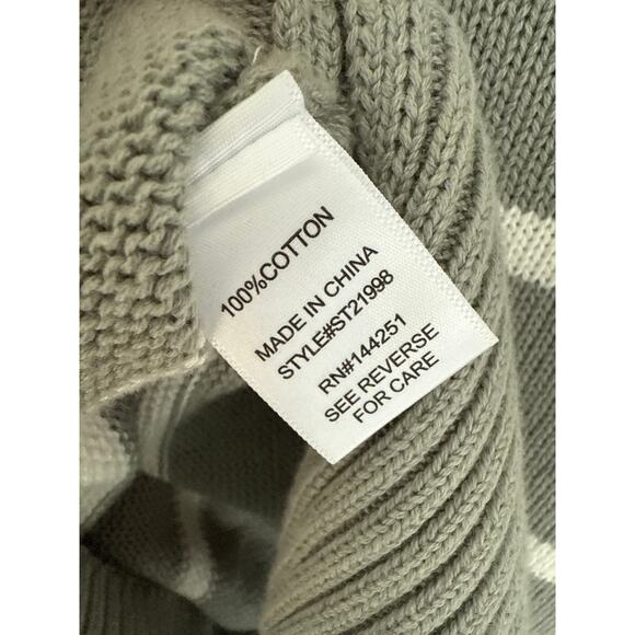Sincerely Jules Boxy Knit Sweater, 100% Cotton, Neutral Green w/ Cream Stripes - Picture 5 of 6